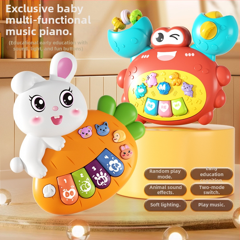 Pian electronic pentru copii cu lumini, jucărie educativă multifunctională pentru 0–3 ani (Material: plastic; Vârstă: 0–3 ani; Categoria: pian electronic; Iluminare)