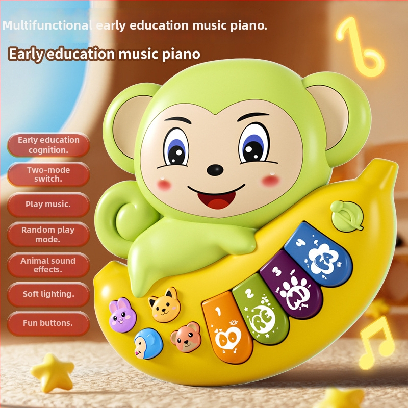Pian electronic pentru copii cu lumini, jucărie educativă multifunctională pentru 0–3 ani (Material: plastic; Vârstă: 0–3 ani; Categoria: pian electronic; Iluminare)