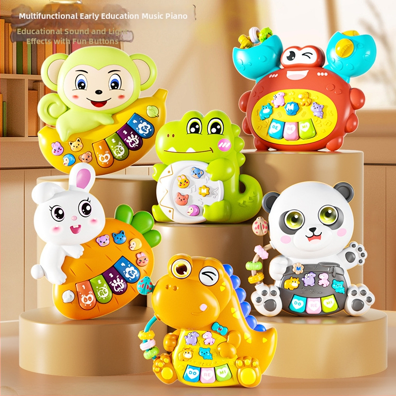 Pian electronic pentru copii cu lumini, jucărie educativă multifunctională pentru 0–3 ani (Material: plastic; Vârstă: 0–3 ani; Categoria: pian electronic; Iluminare)