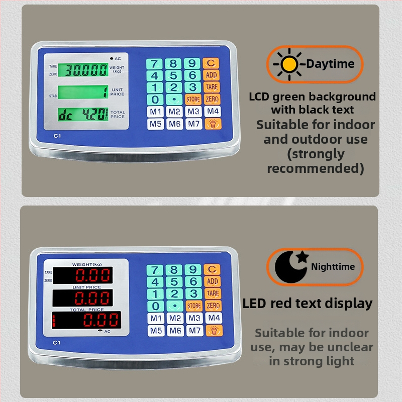 Cântar electronic de prețuri pliabil, capacitate 150 kg, măsurare electronică, alimentare cu baterie plumb-acid sau alimentare la rețea