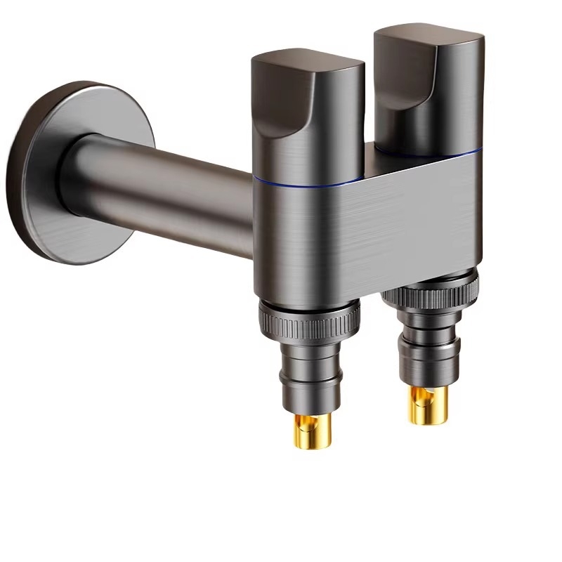 Ventil unghiular pentru mașina de spălat, ieșire dublă, intrare în două ieșiri, filet, oțel, diametru interior 20 mm