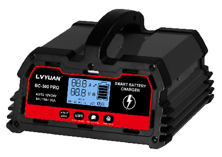 Punjač baterija za automobile, za olovno-kiselinske i litijske baterije, 12V/24V universalno, 5–30A naboj, ulaz 100–240V AC, prilagodljivi slotovi za baterije