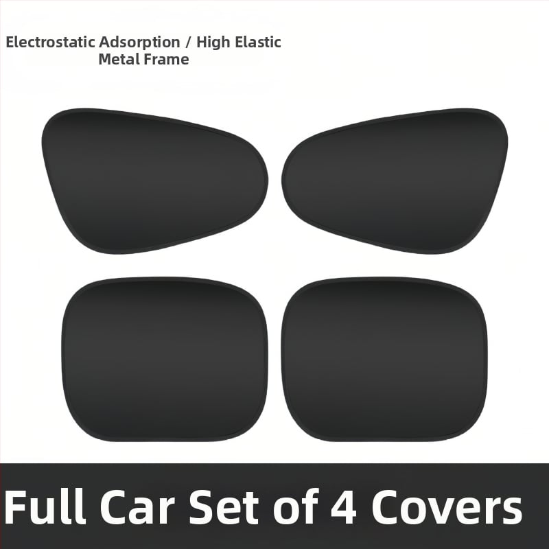 Σκίαστρο αυτοκινήτου για πλευρικά παράθυρα - αδιαφανές, θέρμομονωτικό ηλεκτροστατικό φιλμ με ατσάλινο σύρμα; εγκατάσταση με στατικό αυτοκόλλητο; καθολική συμβατότητα; απλό στυλ