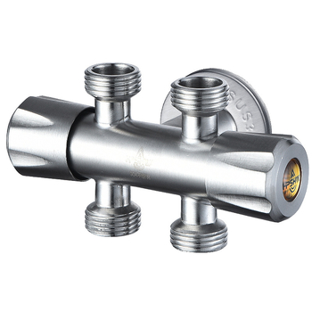 Trostruki kutni ventil od 304 nehrđajućeg čelika, zidna ugradnja, ulaz 1, izlaz 2, model HP-812