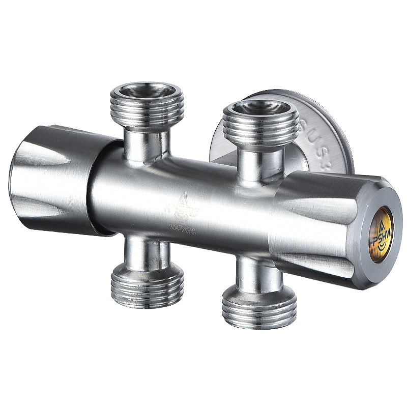 Trostruki kutni ventil od 304 nehrđajućeg čelika, zidna ugradnja, ulaz 1, izlaz 2, model HP-812