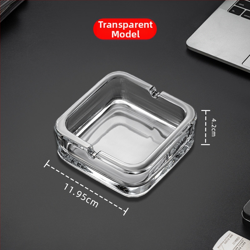 Cenușar din sticlă de cristal, pătrat — design elegant, lux ușor; reutilizabil; imprimare logo disponibil (Material: Sticlă; Brand: Deli; Stil: Lux ușor)