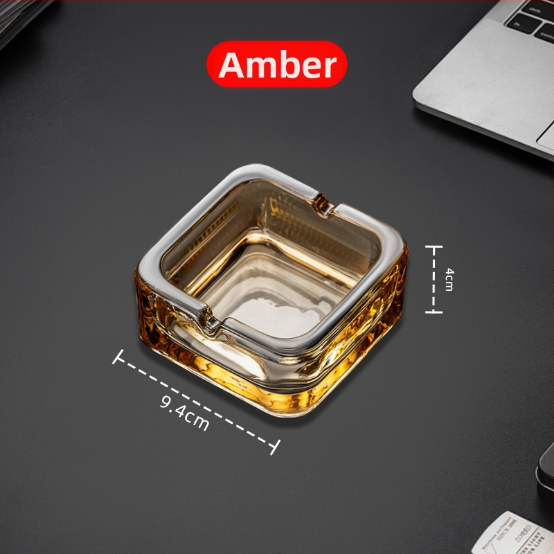 Cenușar din sticlă de cristal, pătrat — design elegant, lux ușor; reutilizabil; imprimare logo disponibil (Material: Sticlă; Brand: Deli; Stil: Lux ușor)