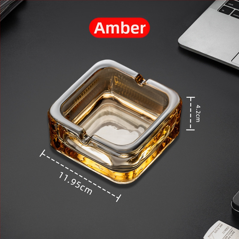 Cenușar din sticlă de cristal, pătrat — design elegant, lux ușor; reutilizabil; imprimare logo disponibil (Material: Sticlă; Brand: Deli; Stil: Lux ușor)