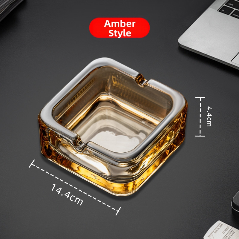 Cenușar din sticlă de cristal, pătrat — design elegant, lux ușor; reutilizabil; imprimare logo disponibil (Material: Sticlă; Brand: Deli; Stil: Lux ușor)