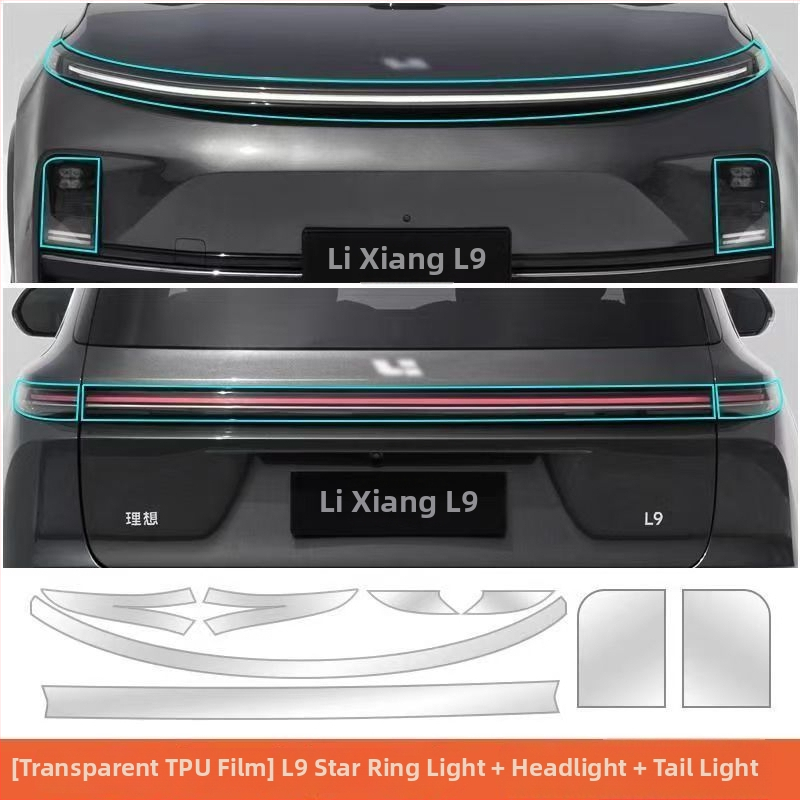 Film de protecție pentru faruri pentru L8/L9/One/L7 cu stâlpi centrali și stâlp B – material TPU, brand New Technology, garanție 2 ani