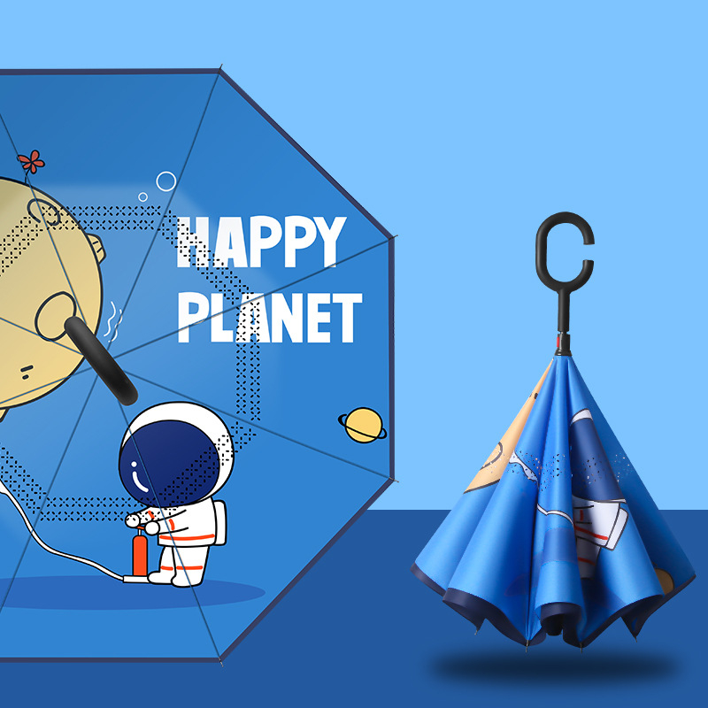 Dječji kišobran s dugom držalom, crtani motiv, 8 rebara od vlaknastog materijala, tkanina 210T, ručno otvaranje, UV zaštita UPF > 50
