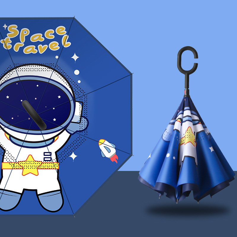 Dječji kišobran s dugom držalom, crtani motiv, 8 rebara od vlaknastog materijala, tkanina 210T, ručno otvaranje, UV zaštita UPF > 50