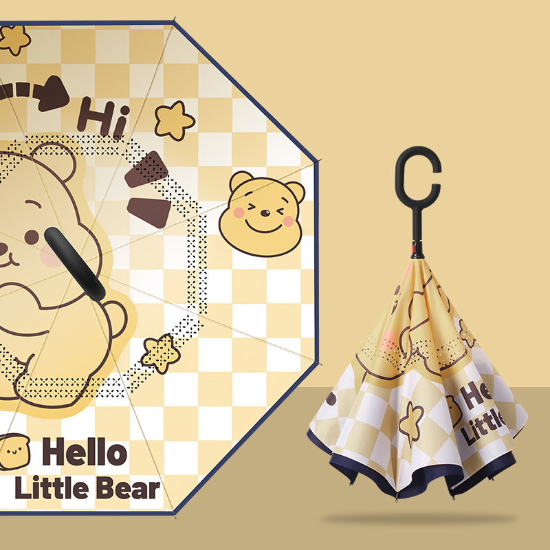 Dječji kišobran s dugom držalom, crtani motiv, 8 rebara od vlaknastog materijala, tkanina 210T, ručno otvaranje, UV zaštita UPF > 50
