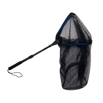 Plasă de pescuit triunghiulară telescopică, pliabilă, din aliaj de aluminiu, diametrul deschiderii 40 cm, adâncimea 80 cm, ochiuri fine