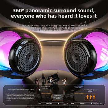 M88 difuzor Bluetooth portabil cu RGB, Bluetooth 5.3, 5W, IPX4, baterie 800-1000mAh, 100Hz-20kHz