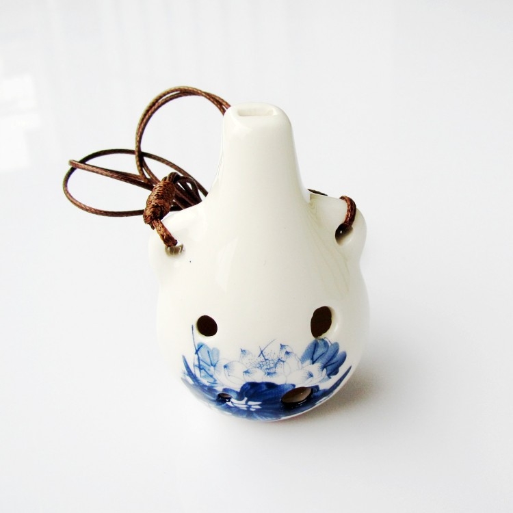 Ocarina de porțelan cu șase găuri, Haoran model 001, tonalitate C, origine Jingdezhen