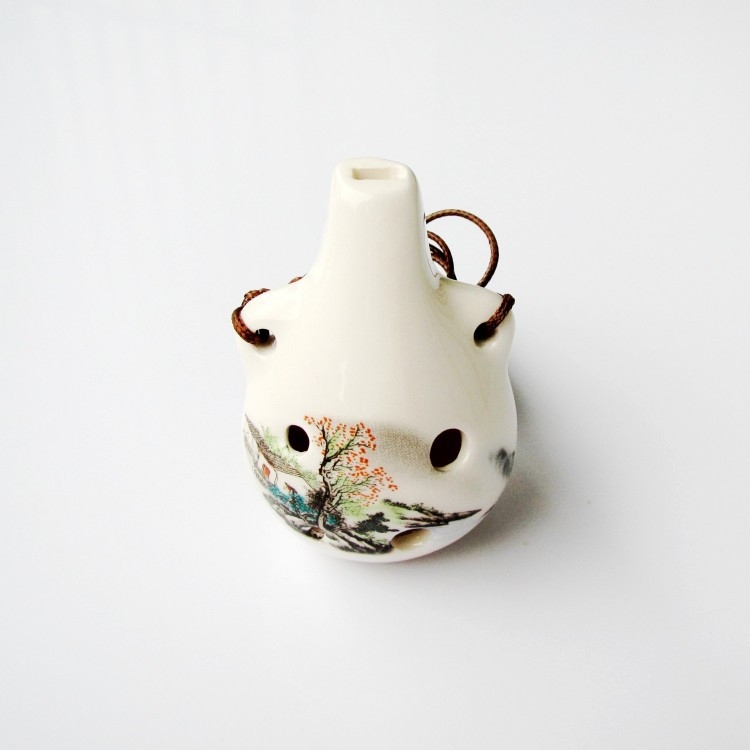 Ocarina de porțelan cu șase găuri, Haoran model 001, tonalitate C, origine Jingdezhen