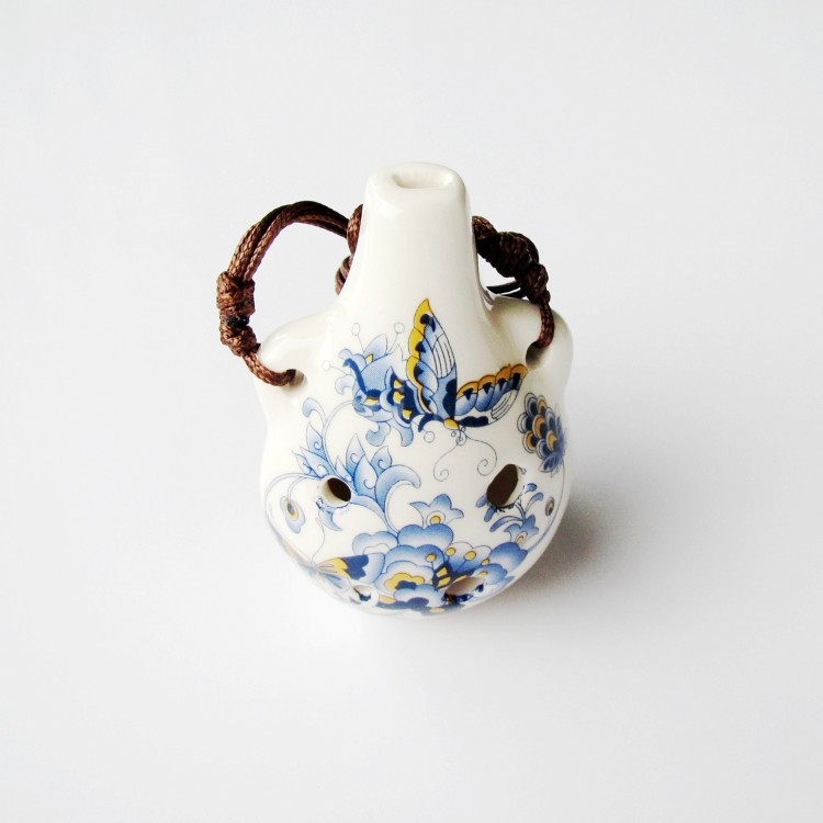 Ocarina de porțelan cu șase găuri, Haoran model 001, tonalitate C, origine Jingdezhen