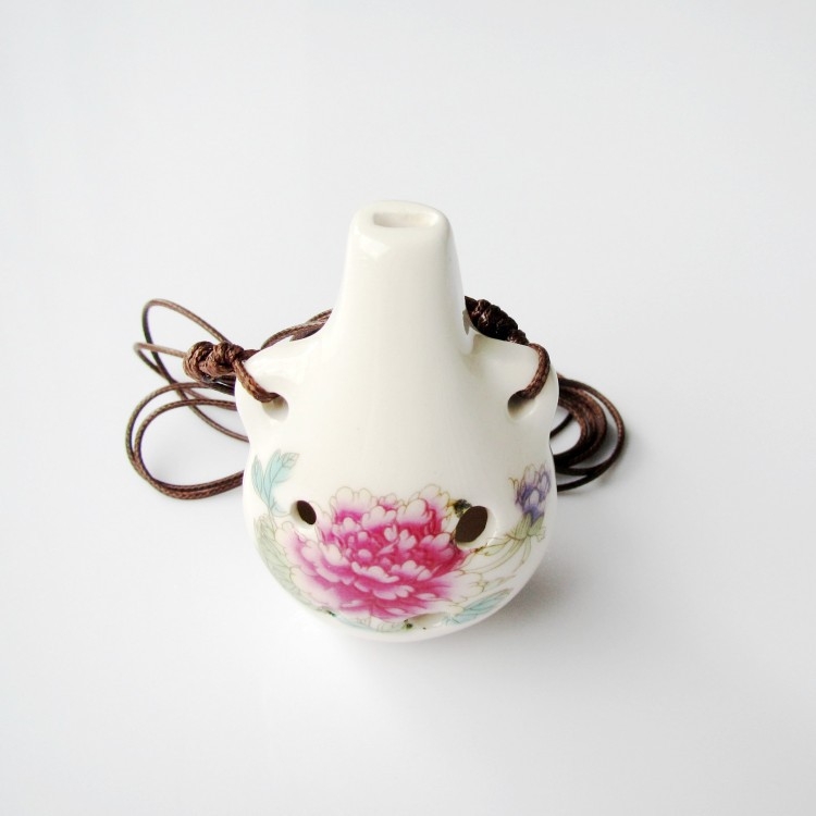 Ocarina de porțelan cu șase găuri, Haoran model 001, tonalitate C, origine Jingdezhen