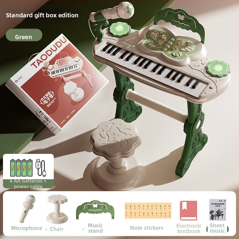 Pian educațional pentru copii cu 37 clape, jucărie muzicală multifuncțională, destinat copiilor 7–14 ani