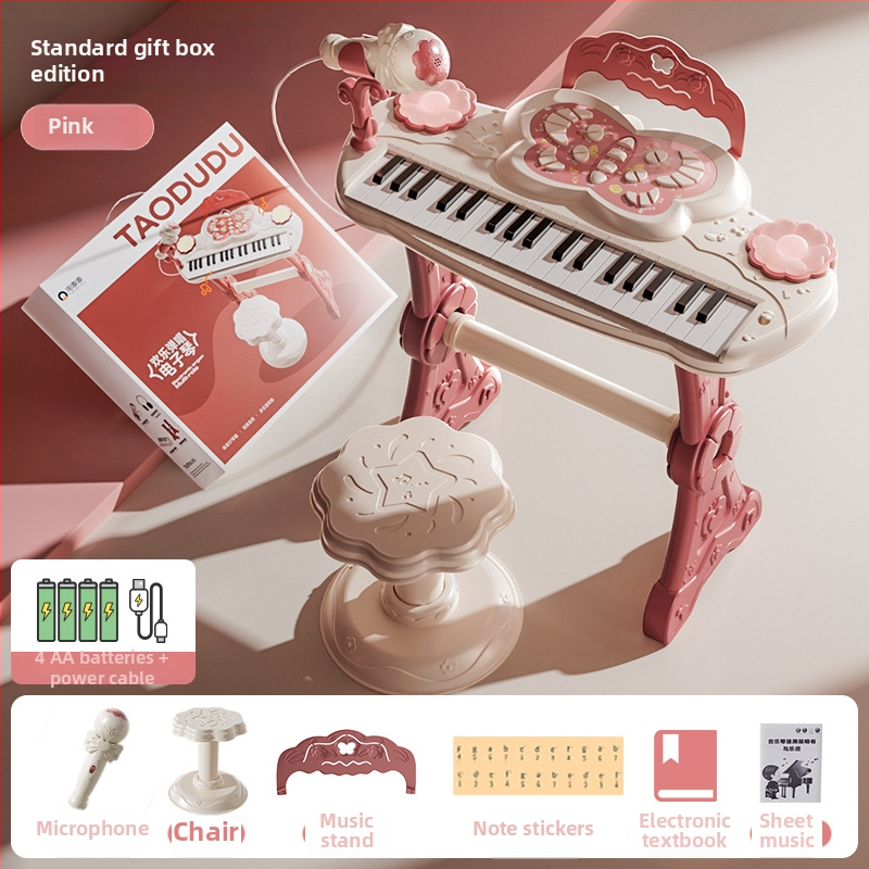 Pian educațional pentru copii cu 37 clape, jucărie muzicală multifuncțională, destinat copiilor 7–14 ani