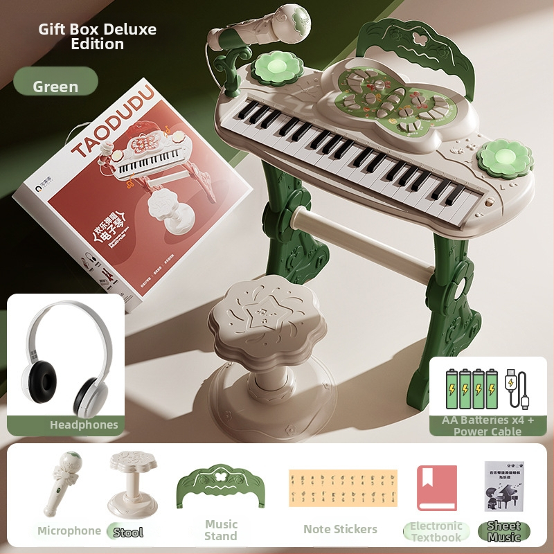 Pian educațional pentru copii cu 37 clape, jucărie muzicală multifuncțională, destinat copiilor 7–14 ani