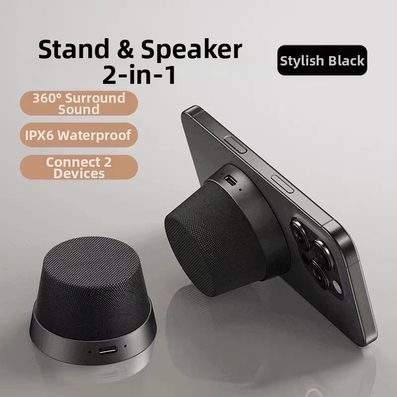 Boxă Magnetică Mini cu Suport pentru Telefon, Boxă Bluetooth pentru Mașină, 5W, Bluetooth 5.3, Baterie încorporată 300–500mAh, IPX2