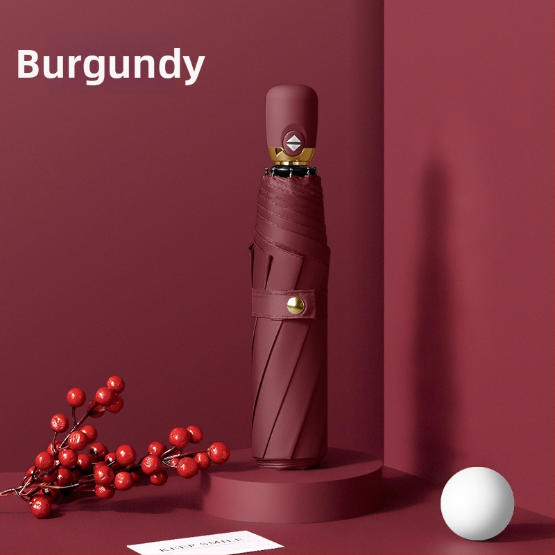 Umbrelă de soare tri-fold, deschidere automată, 8 nervuri, țesătură 190T, ramă din fibră