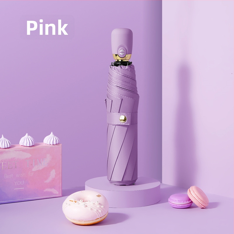 Umbrelă de soare tri-fold, deschidere automată, 8 nervuri, țesătură 190T, ramă din fibră