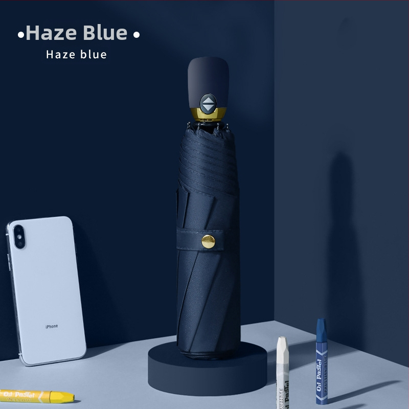 Umbrelă de soare tri-fold, deschidere automată, 8 nervuri, țesătură 190T, ramă din fibră