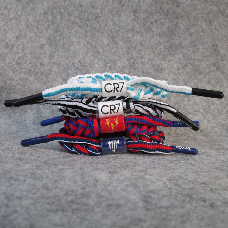 Фенска гривна за футболни фенове: плетена въженa гривна с Меси, Роналдо и Неймар