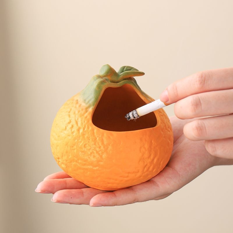 Cenușar ceramic cu capac pentru masă de cafea acasă, piesă decorativă, rezistent la vânt și praf; material: ceramică; origine: Dehua; stil: simplu