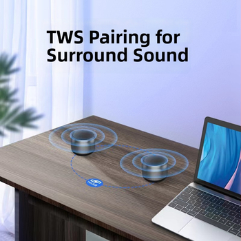 Boxă stereo Bluetooth pentru birou, cu baterie încorporată, Bluetooth 5.0, putere 3W, frecvență 100 Hz–20 kHz, SNR ≥85 dB