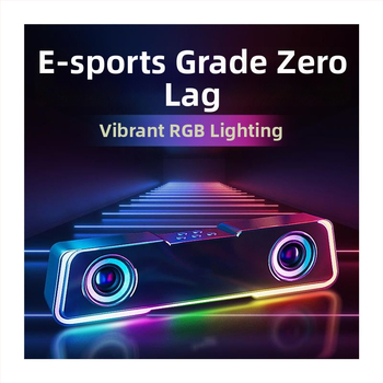 Difuzor Bluetooth pentru desktop cu LED-uri, alimentare USB, sunet stereo 2.0