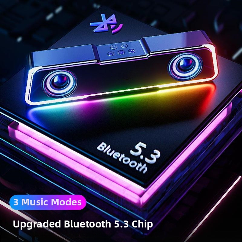 Difuzor Bluetooth pentru desktop cu LED-uri, alimentare USB, sunet stereo 2.0