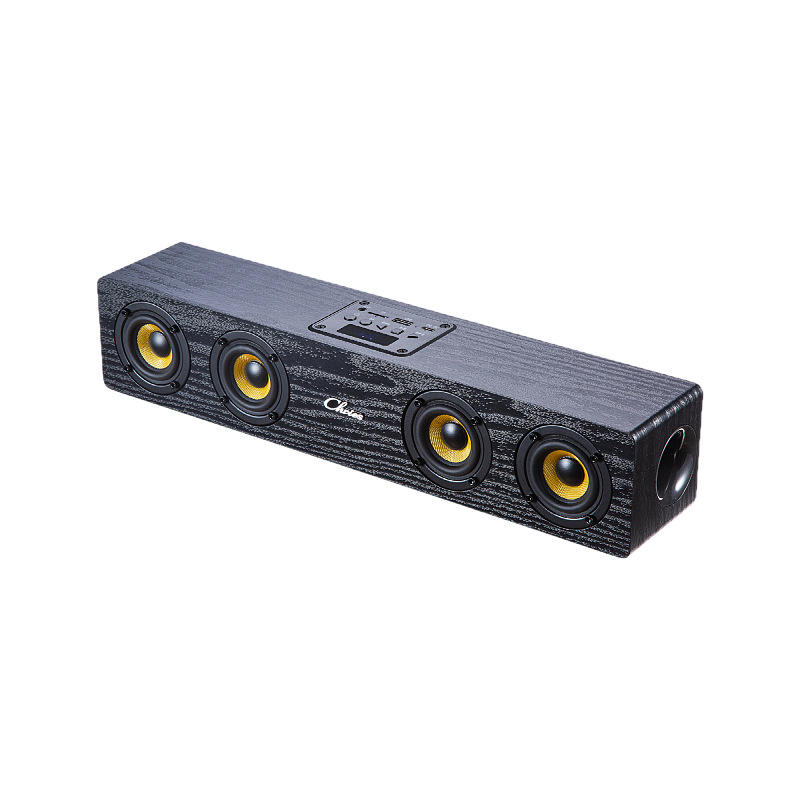 Stolni Bluetooth zvučnik s četiri zvučnika, drveno kućište, Bluetooth 5.0, ugrađena baterija 2000-4000 mAh, frekvencijski odziv 80 Hz-18 kHz