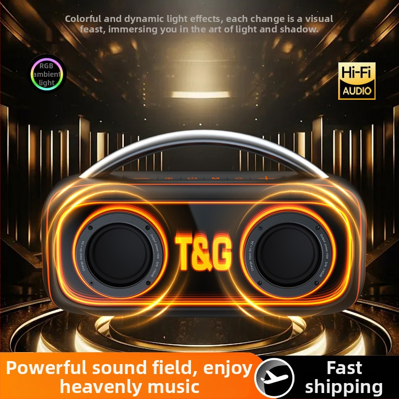 Difuzor Bluetooth TG458 cu iluminare LED, portabil pentru exterior, 30W, 2 x difuzoare Hi‑Fi, baterie încorporată 2000–4000 mAh, răspuns în frecvență 100 Hz–20 kHz