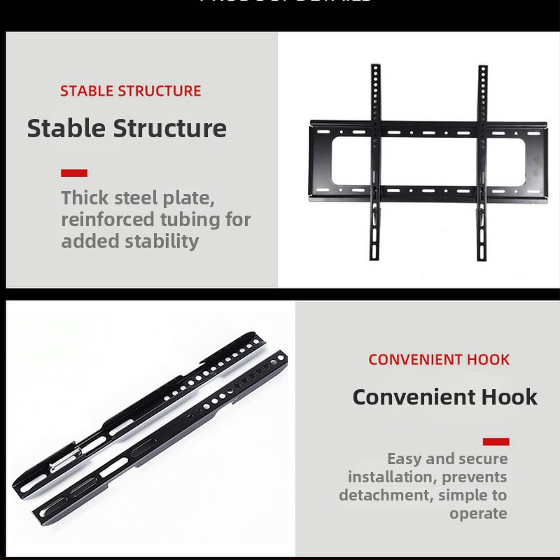 Suport TV LCD montat pe perete, cu două niveluri, încărcare peste 15 kg, construcție din fier, compatibil VESA 200×200 / 400×400 / 600×400