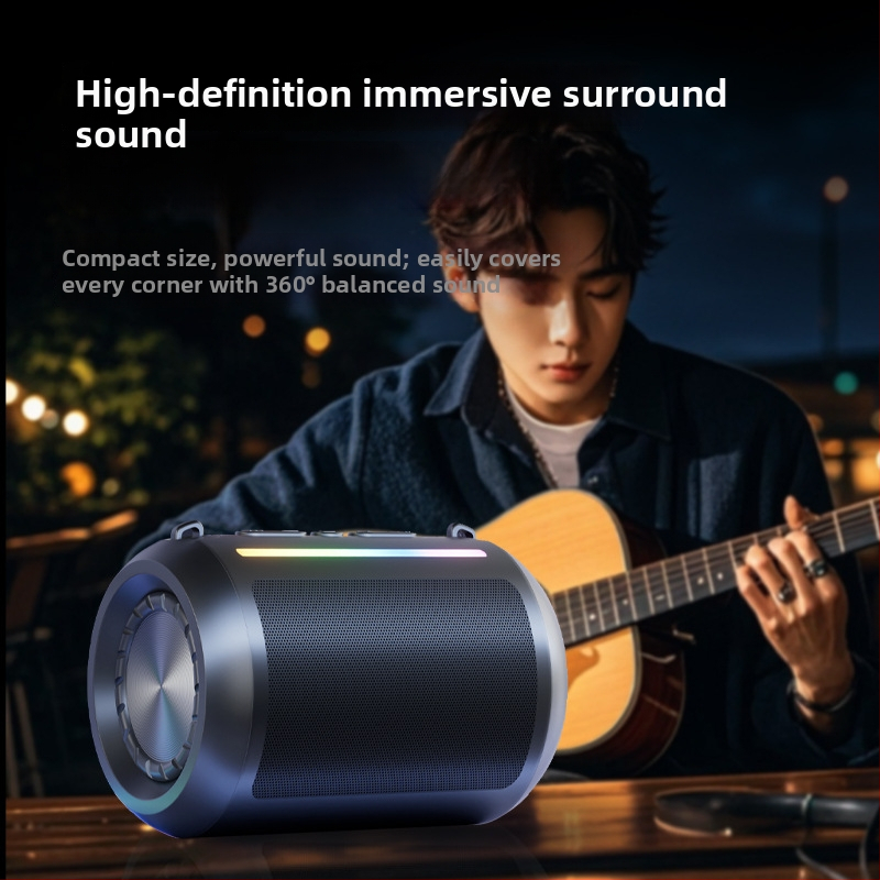 Difuzor Bluetooth cu baterie încorporată și subwoofer, portabil pentru exterior, BT 5.3, 3W, 120Hz-18kHz, IPx3