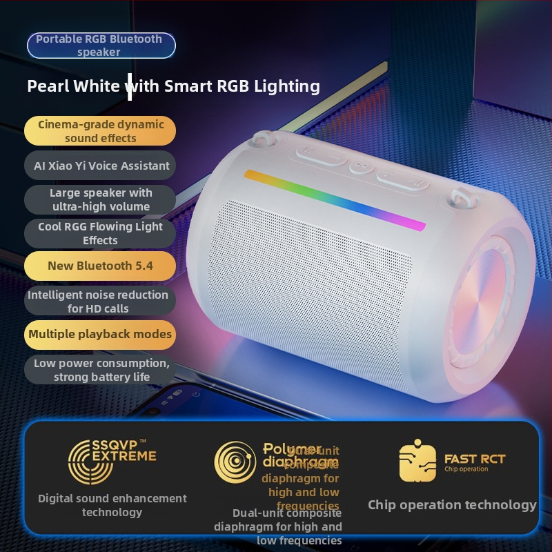 Difuzor Bluetooth cu baterie încorporată și subwoofer, portabil pentru exterior, BT 5.3, 3W, 120Hz-18kHz, IPx3