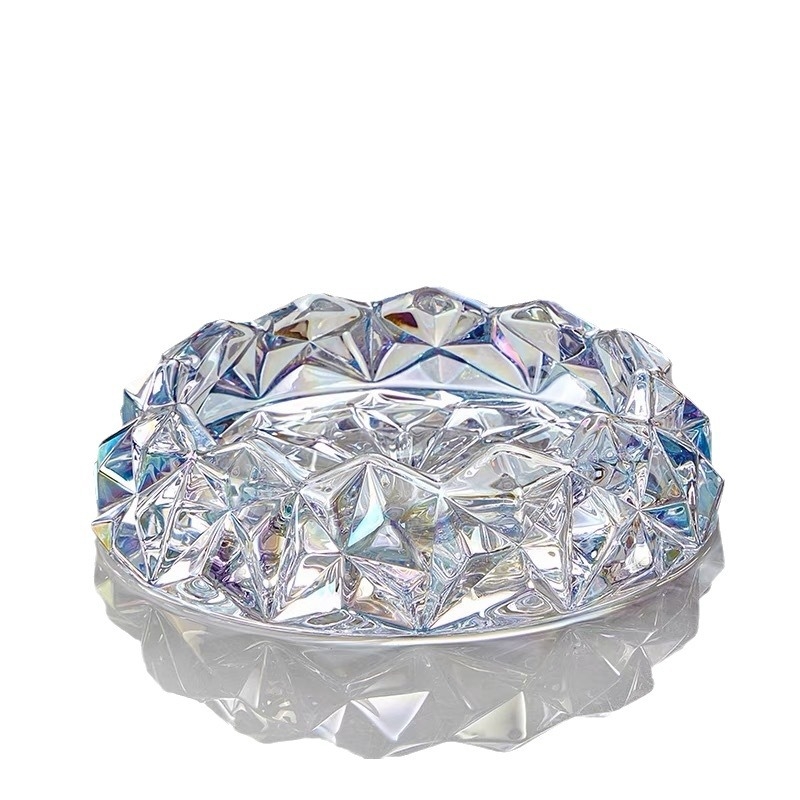 Scrumieră din sticlă cristal pentru sufragerie și birou, decor cu design inspirat de diamant, brand Shengfa, imprimare logo la cerere, protecție anti-împrăștie cenușă
