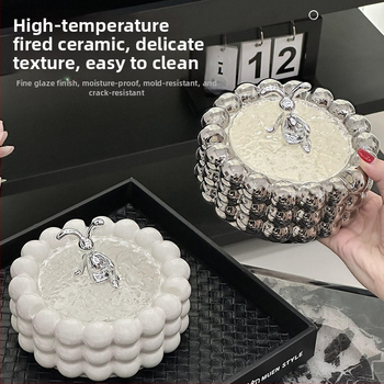 Scrumieră ceramică de înaltă clasă, cu capac, design elegant de lux, cu funcție de colectare și depozitare