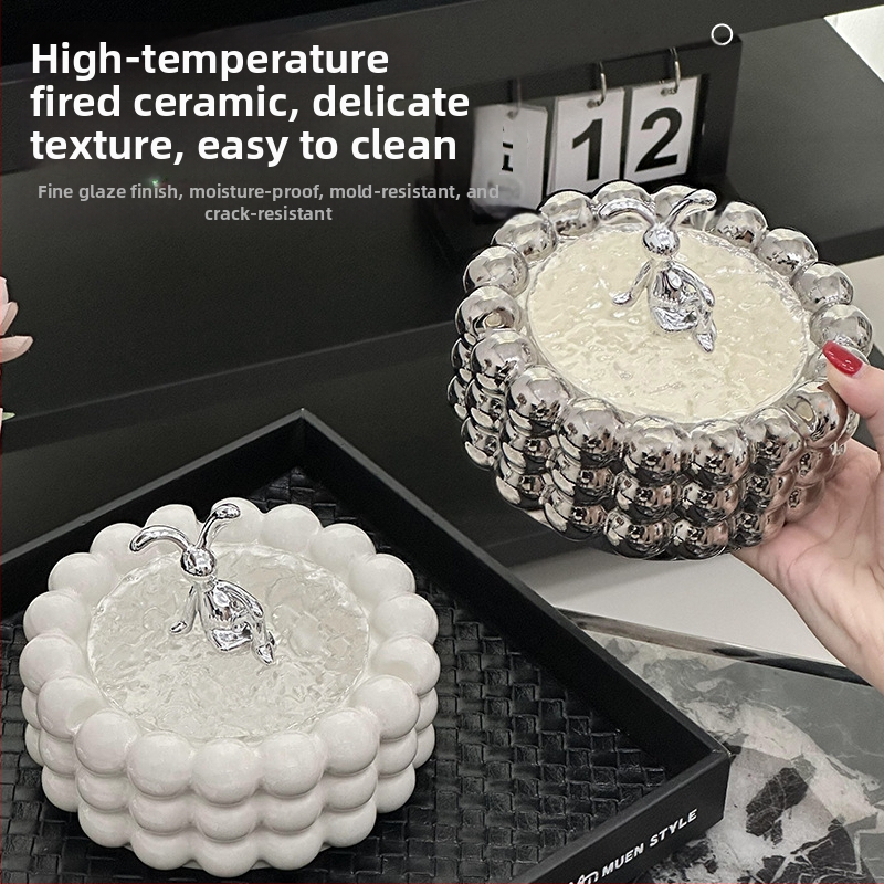 Scrumieră ceramică de înaltă clasă, cu capac, design elegant de lux, cu funcție de colectare și depozitare