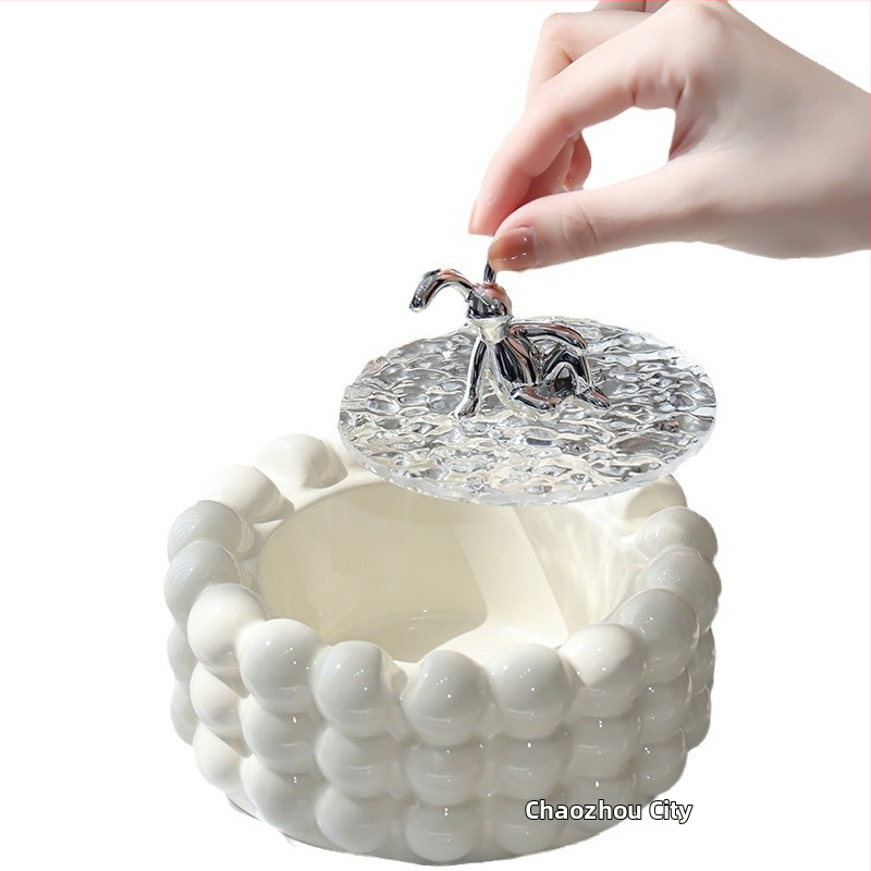 Scrumieră ceramică de înaltă clasă, cu capac, design elegant de lux, cu funcție de colectare și depozitare