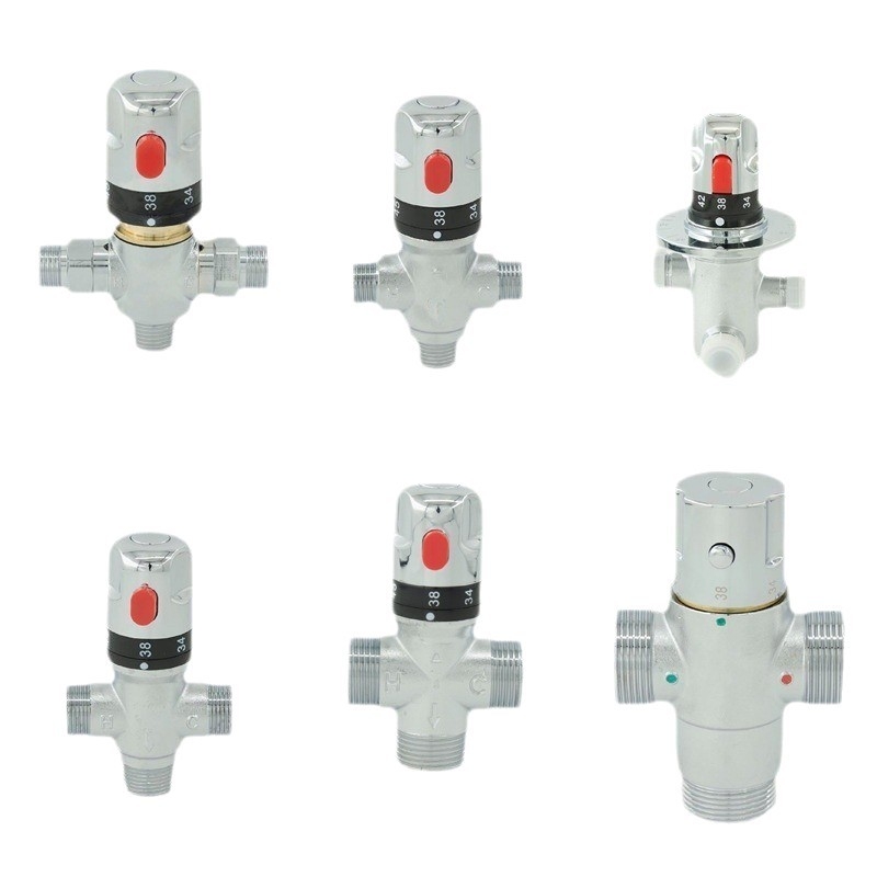 Απολύτως χαλκός έξυπνος θερμοστατικός μεικτήρας βαλβίδας με πολλαπλές θύρες DN15, DN20, DN25 και DN32· πίεση λειτουργίας 0,03–1 MPa· εύρος θερμοκρασίας: κρύο 5–29°C, ζεστό 50–80°C.