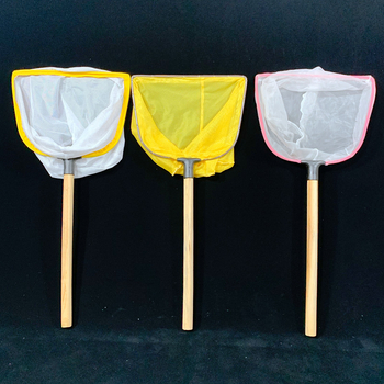 Plasă de pescuit cu mâner din lemn, inel metalic și plasă din nylon, ochi mici pentru pescuit în aer liber