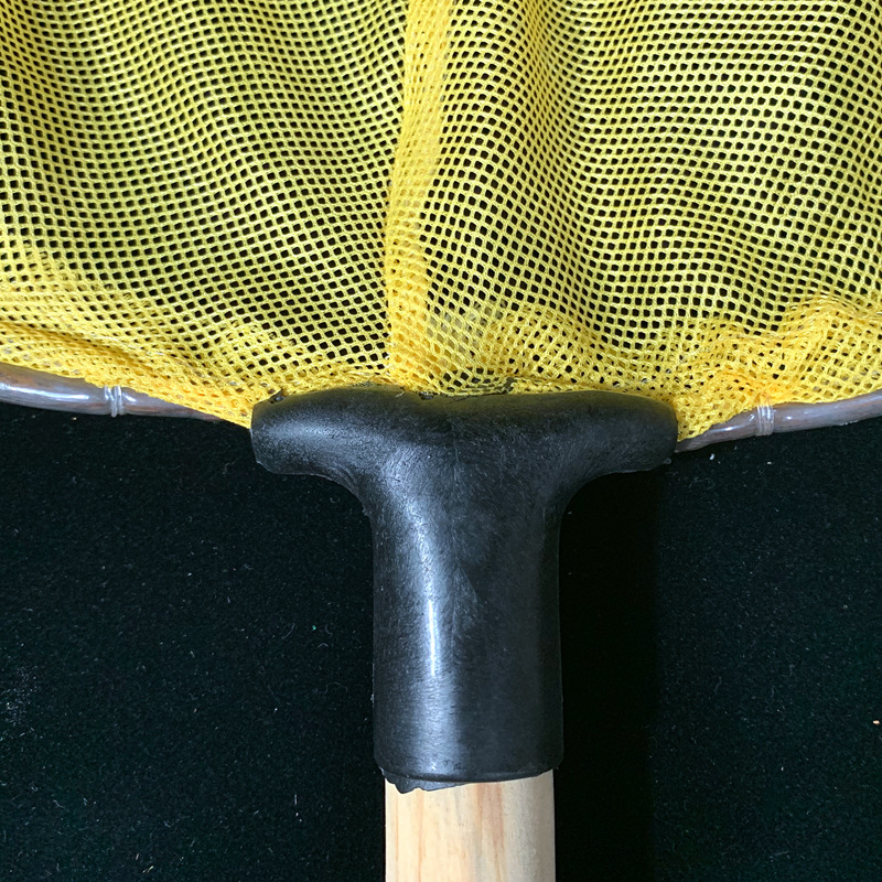 Plasă de pescuit cu mâner din lemn, inel metalic și plasă din nylon, ochi mici pentru pescuit în aer liber