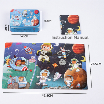 Puzzle de avion din lemn într-o cutie metalică; personalizare disponibilă (logo); potrivit pentru copii cu vârste între 4 și 6 ani