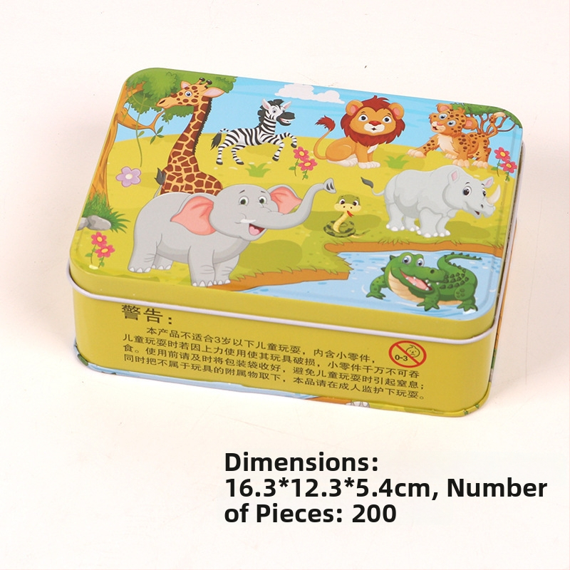 Puzzle de avion din lemn într-o cutie metalică; personalizare disponibilă (logo); potrivit pentru copii cu vârste între 4 și 6 ani