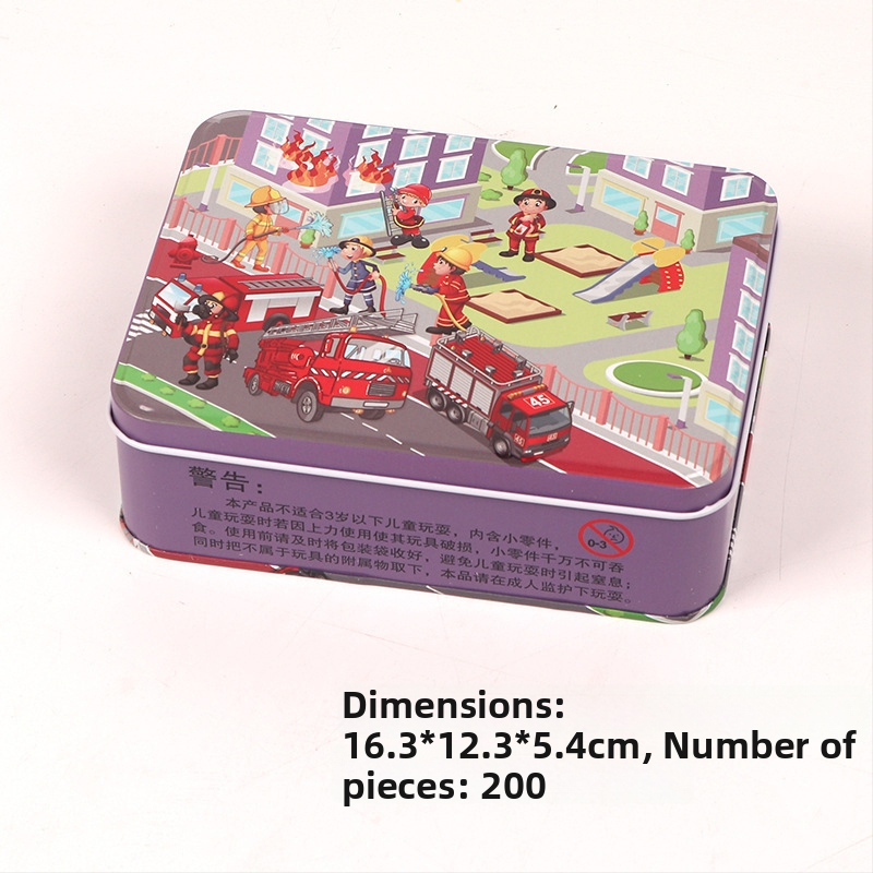 Puzzle de avion din lemn într-o cutie metalică; personalizare disponibilă (logo); potrivit pentru copii cu vârste între 4 și 6 ani